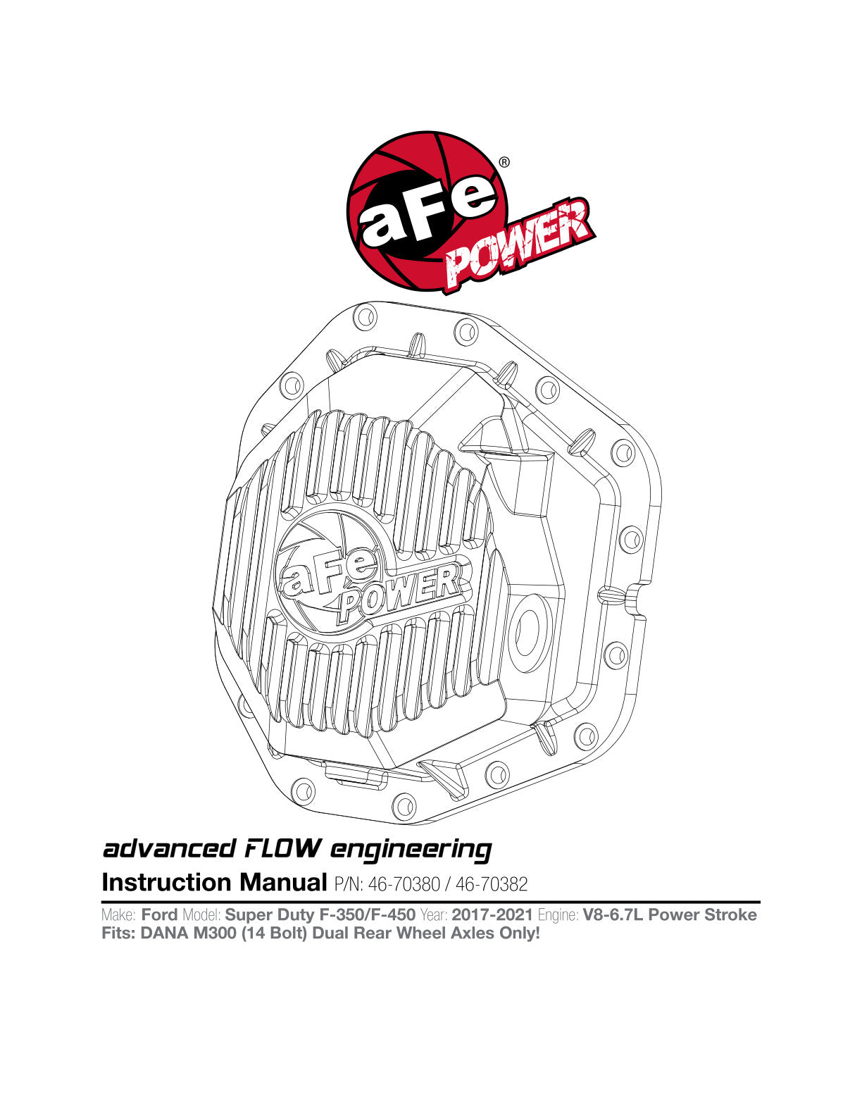 aFe Pro Series Rear Diff Cover | Ford F-350/450 17+ 6.7L (46-70382)