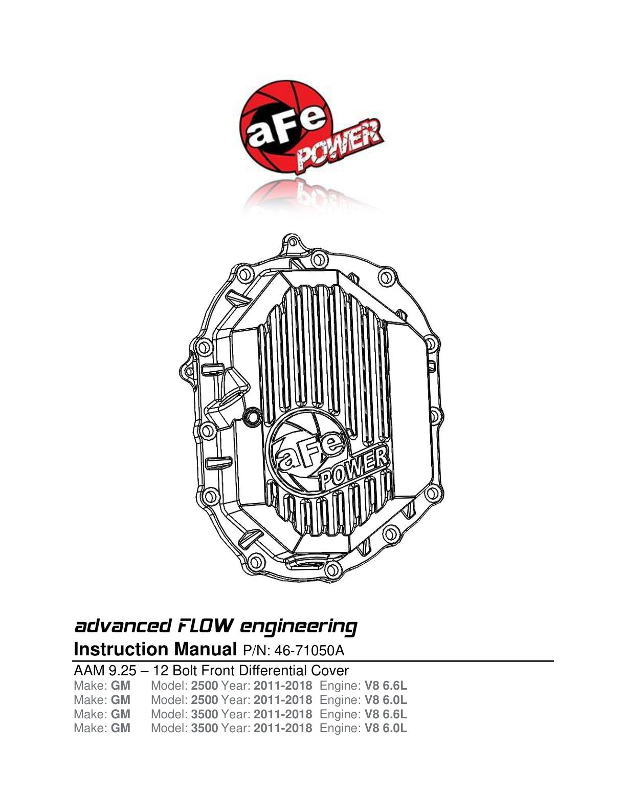 aFe Street Series D&S Front Diff Cover | GM 2500-3500 AAM 9.25 Axle (11-18) (46-71050A)