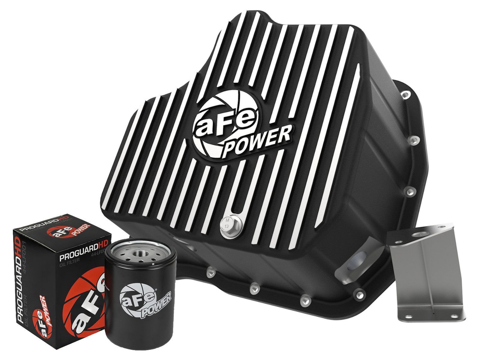 aFe Pro Series Engine Oil Pan Black w/ Machined Fins | GM Diesel Trucks V8-6.6L (01-10) (46-71070B)