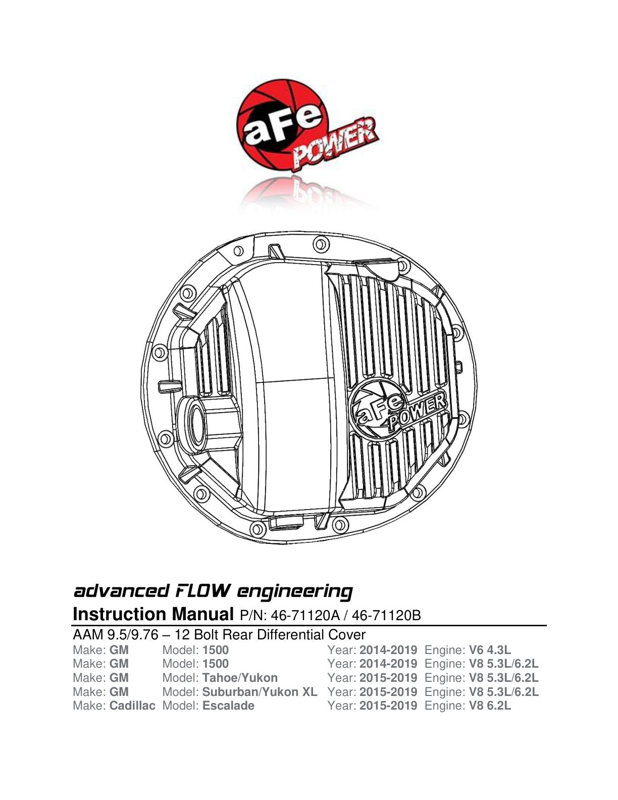 aFe Street Series Rear Diff Cover | GM Silverado 14-19 V8 4.3/5.3/6.2L (46-71120A)