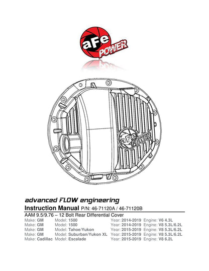 aFe Street Series Rear Diff Cover | GM Silverado 14-19 V8 4.3/5.3/6.2L (46-71120A)