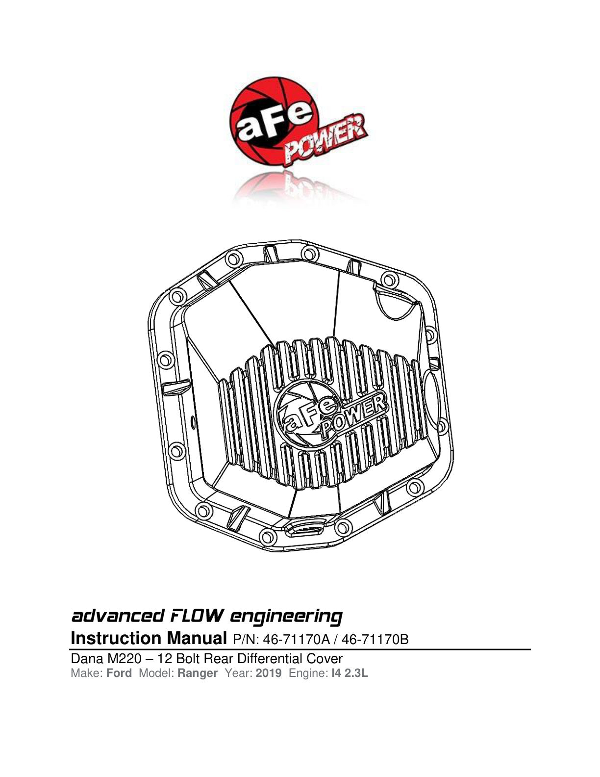 aFe Street Series Rear Differential Cover Raw w/ Machined Fins | Ford Ranger (19-20) (46-71170A)