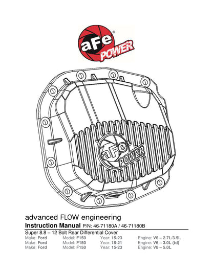 aFe Pro Series Rear Diff Cover Black w/ Machined Fins | Ford F-150 (15-19) (SPF4671180B)