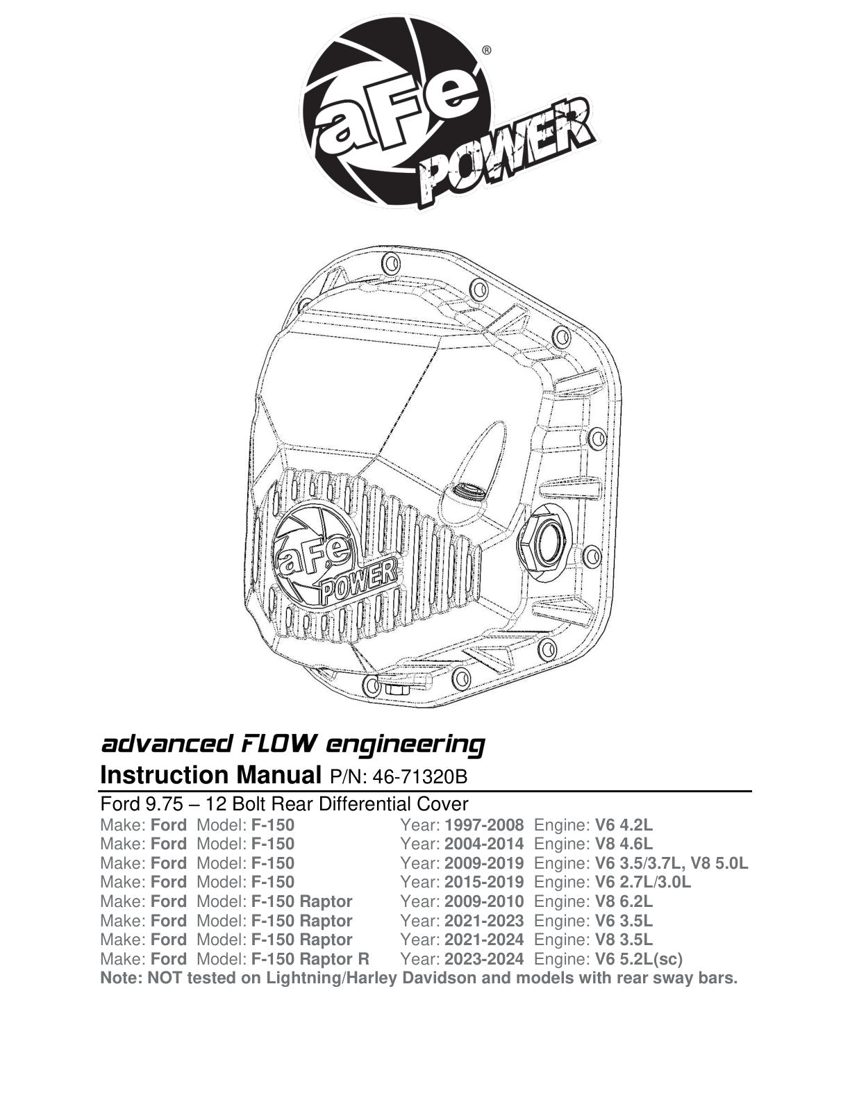 aFe Pro Series Rear Differential Cover Black w/ Machined Fins | Ford F-150 (97-23) (46-71320B)