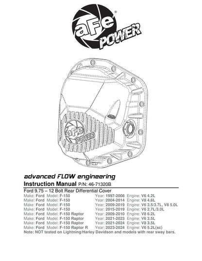 aFe Pro Series Rear Differential Cover Black w/ Machined Fins | Ford F-150 (97-23) (46-71320B)