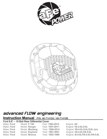 aFe 4671410B Rear Diff Cover Black Machined Fins For Ford F-150