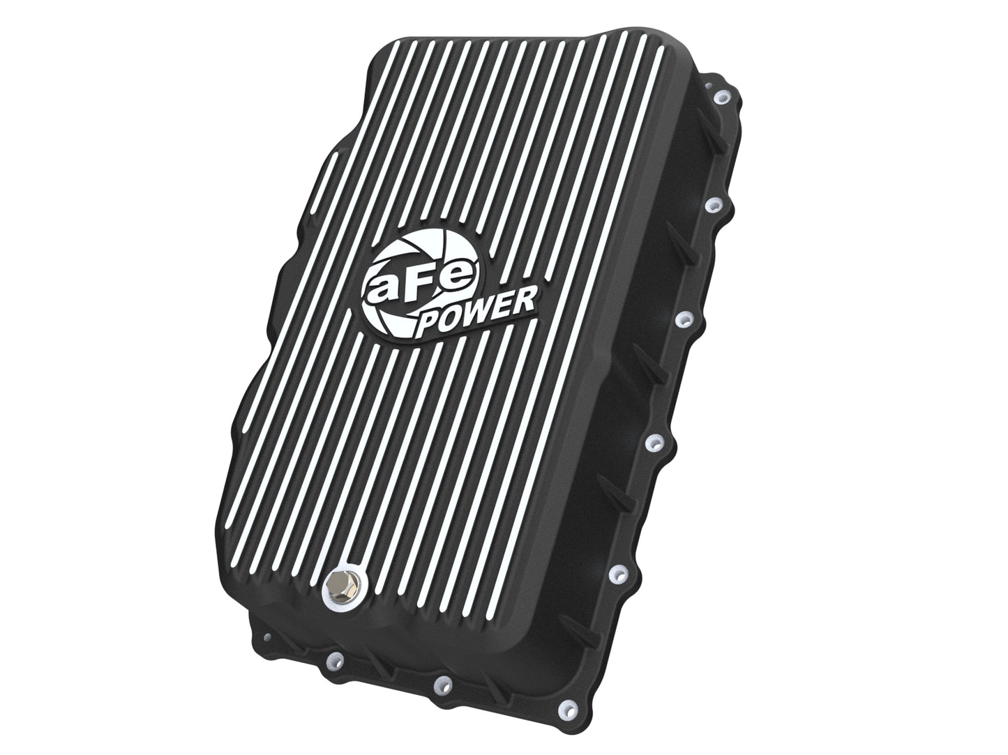 aFe 46-71420B GM L6 3.0L Transmission Pan Black Machined Fins For GM Trucks 20-26