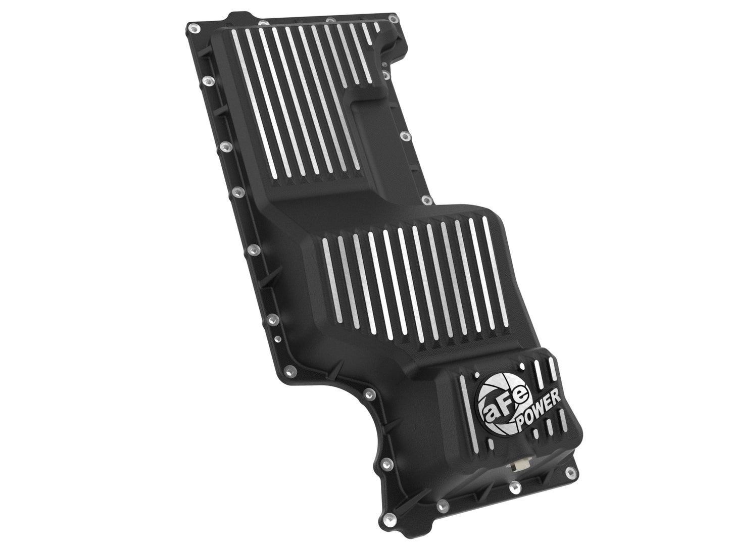 aFe 46-71440B Oil Pan L6 3.0L Black Machined Fins GM Trucks 20-25