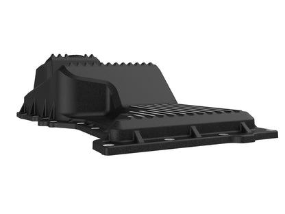 aFe 46-71440B Oil Pan L6 3.0L Black Machined Fins GM Trucks 20-25
