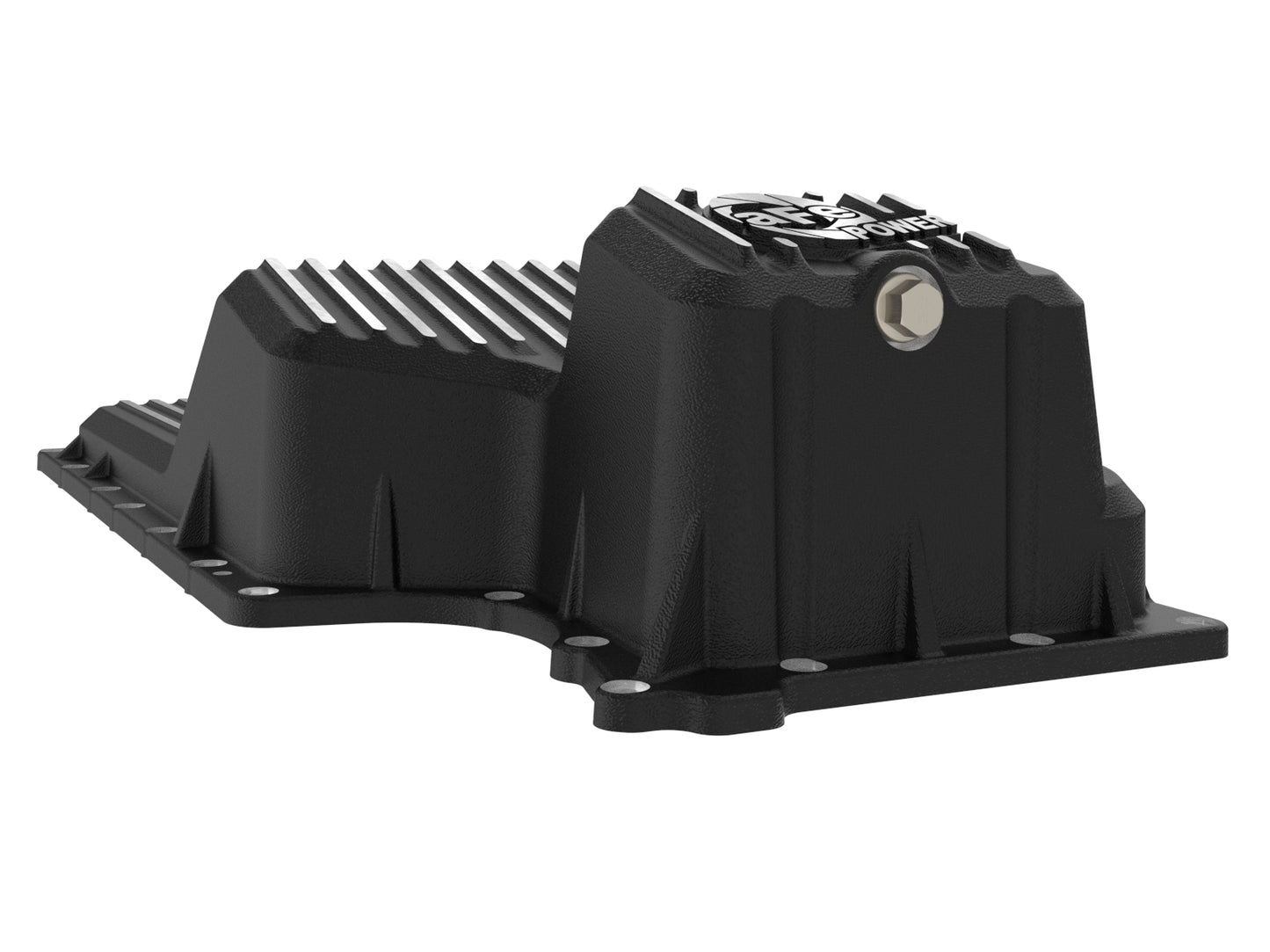 aFe 46-71440B Oil Pan L6 3.0L Black Machined Fins GM Trucks 20-25