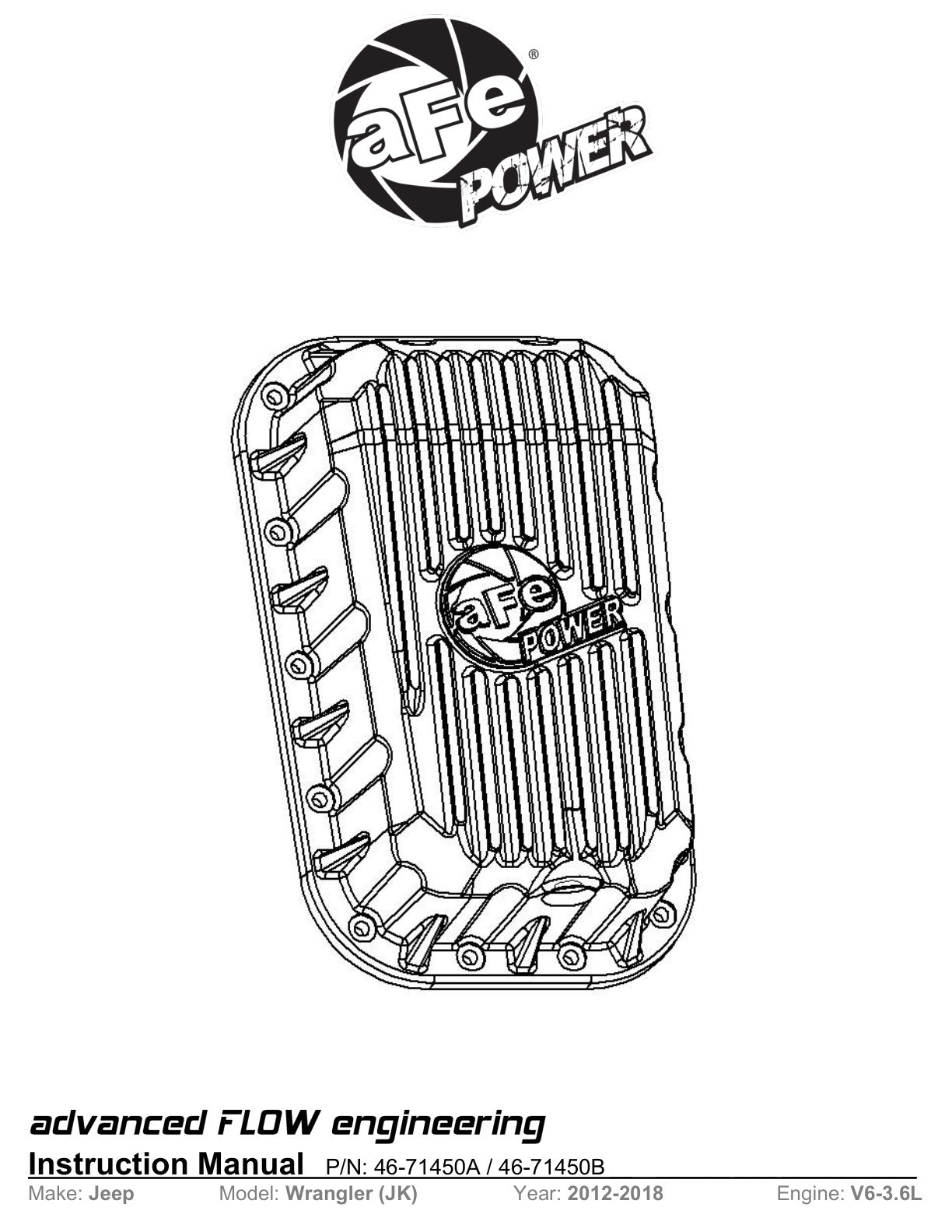 aFe POWER Street Series Engine Oil Pan Raw w/ Machined Fins Jeep Wrangler (JK) 12-18 V6-3.6L