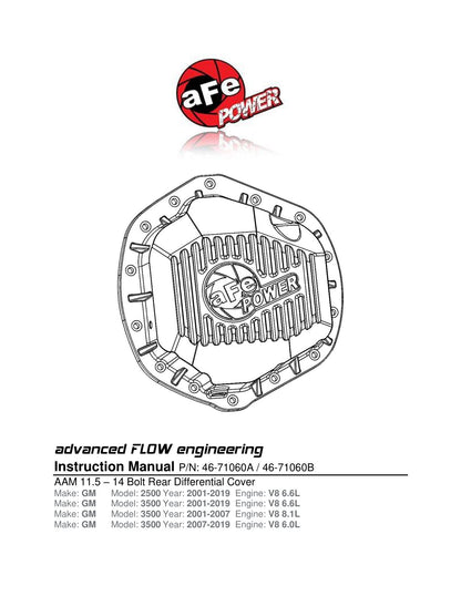 aFe Power Front/Rear Diff Cover Kit w/ Oil 11-19 GM Diesel Trucks V8 (AAM 9.25-12 & AAM 11.5-14)