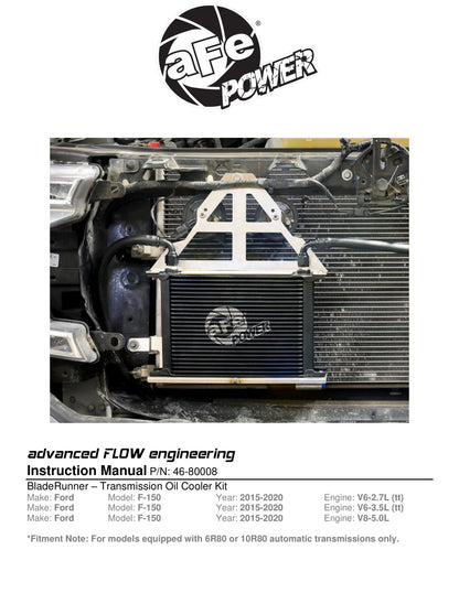 aFe BladeRunner 25-Row All-Aluminum Stacked Plate Trans Cooler | Ford F-150 (15-20) (46-80008)