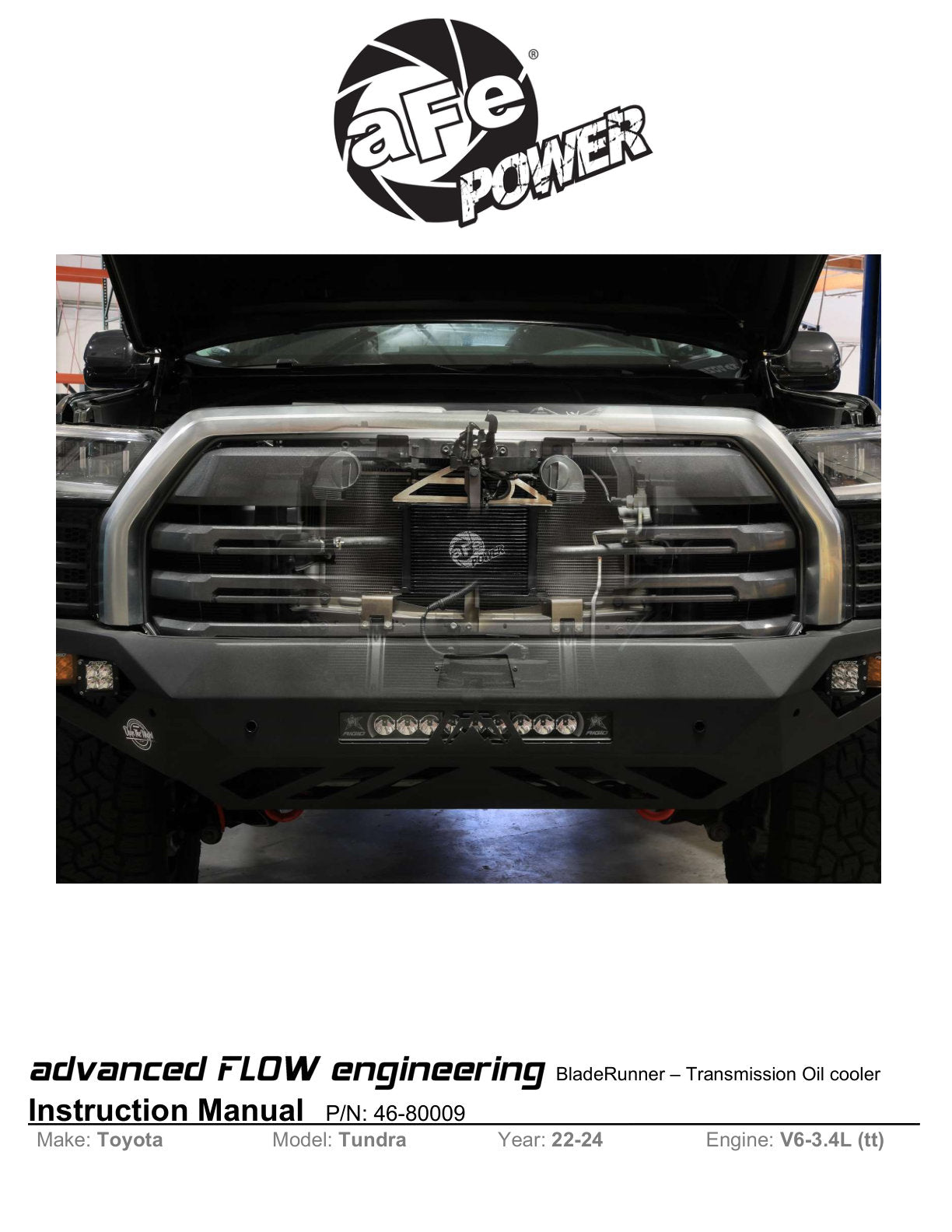 aFe BladeRunner Transmission Oil Cooler Kit | Toyota Tundra (22-24) (46-80009)