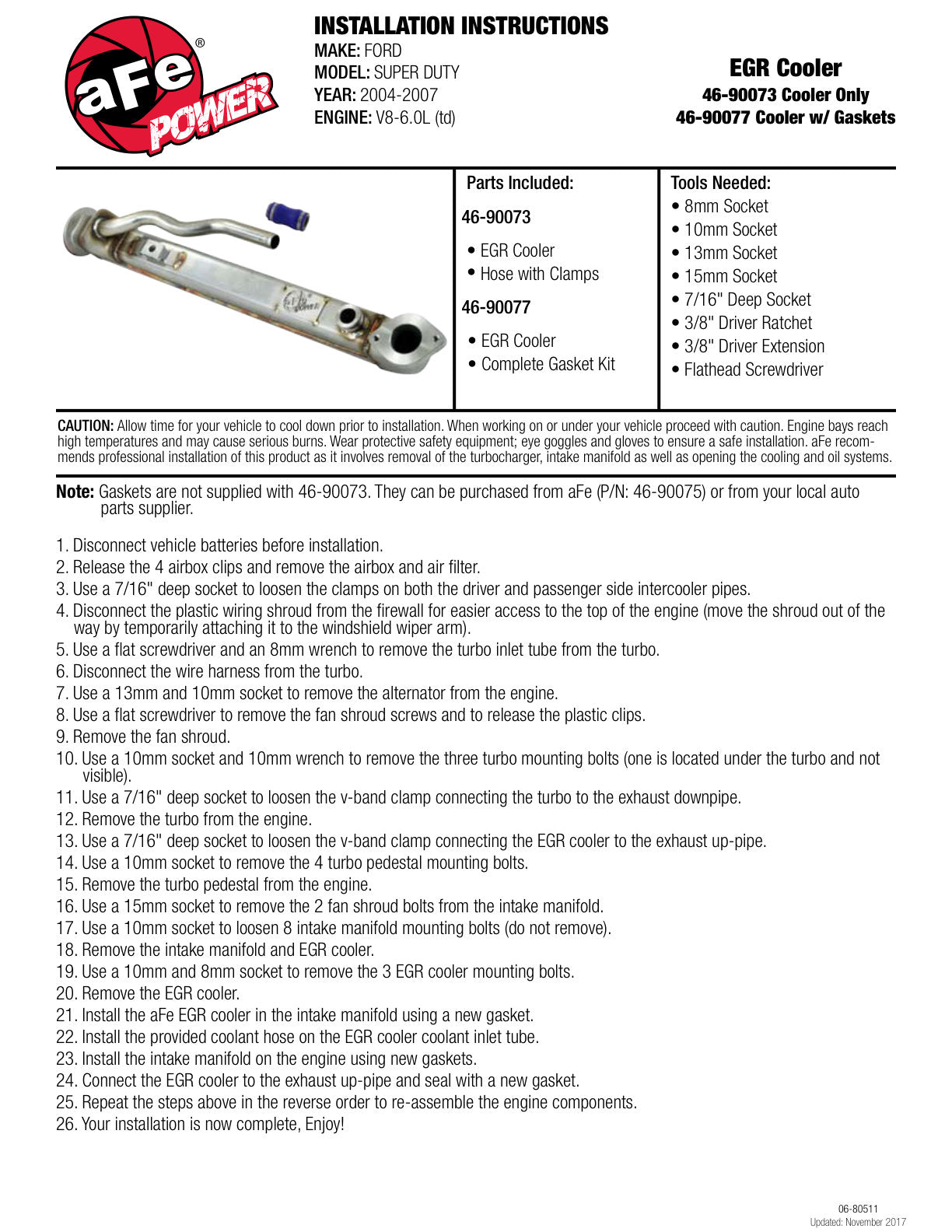 aFe EGR Cooler Kit | Ford F-250/350 04-07 V8 6.0L (46-90077)