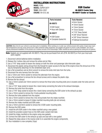 aFe EGR Cooler Kit | Ford F-250/350 04-07 V8 6.0L (46-90077)