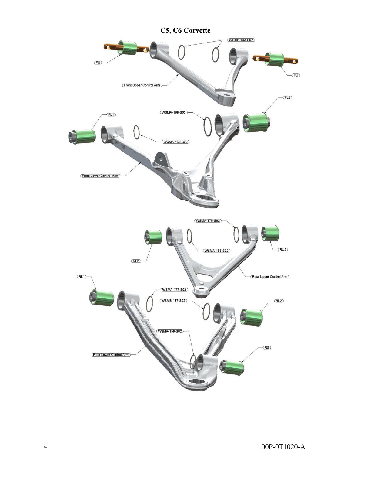 aFe PFADT Steel Frame Spherical Control Arm Bearings | Corvette (97-13) (460-401001-A)
