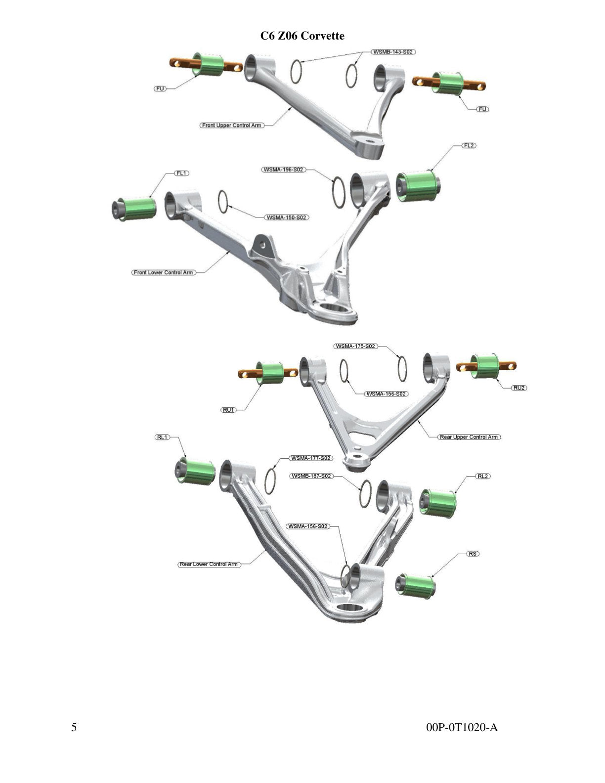 aFe PFADT Steel Frame Spherical Control Arm Bearings | Corvette (97-13) (460-401001-A)