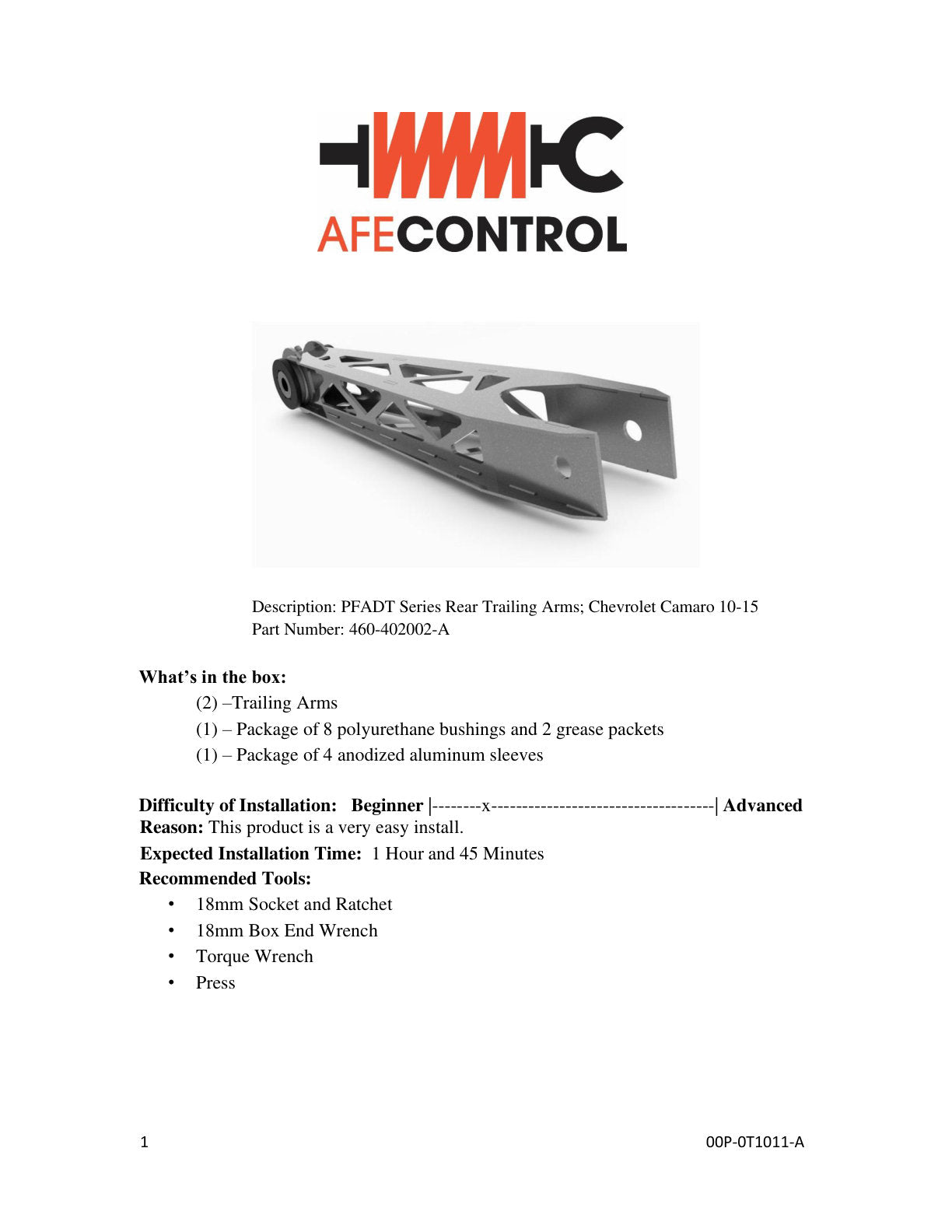 aFe PFADT Series Rear Trailing Arms | Chevrolet Camaro (10-15) (460-402002-A)