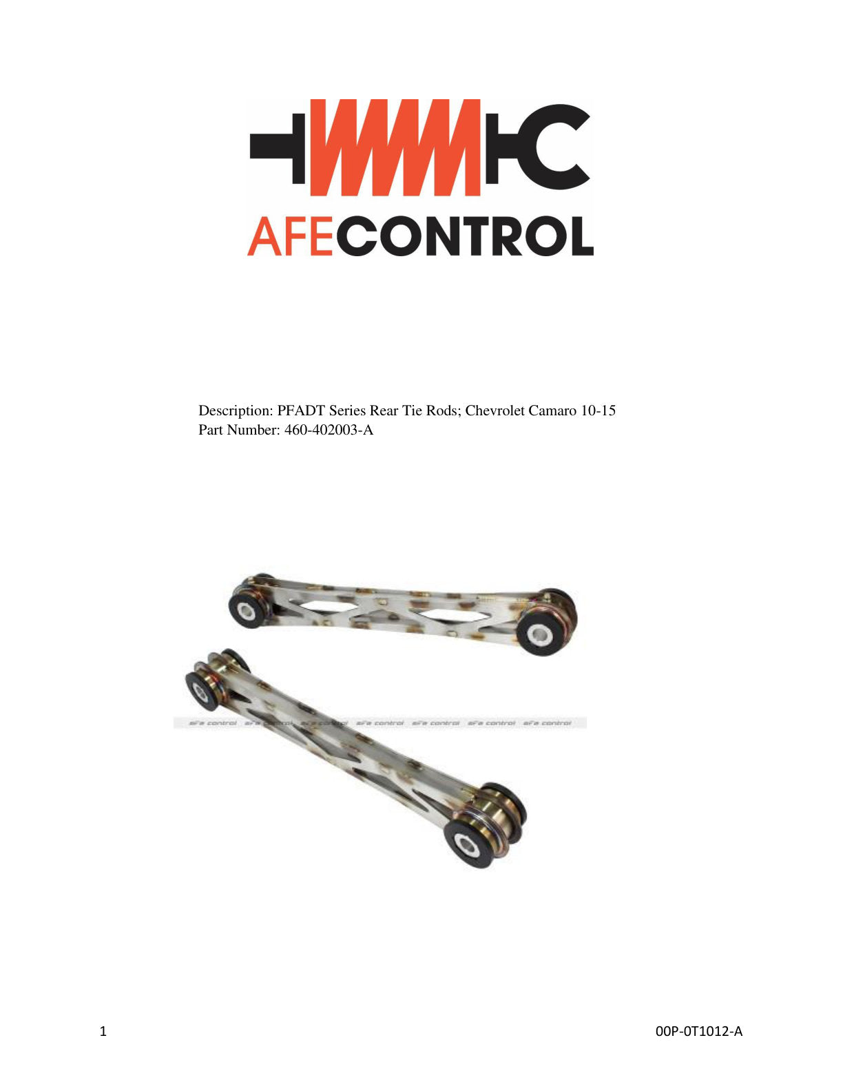 aFe PFADT Series Rear Tie Rods | Chevrolet Camaro (10-15) (460-402003-A)