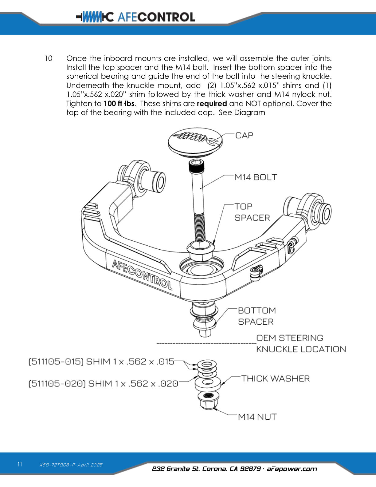 aFe Control Billet Uniball Upper Control Arm Kit | Toyota Tacoma (24-26) (460-72T006-R)