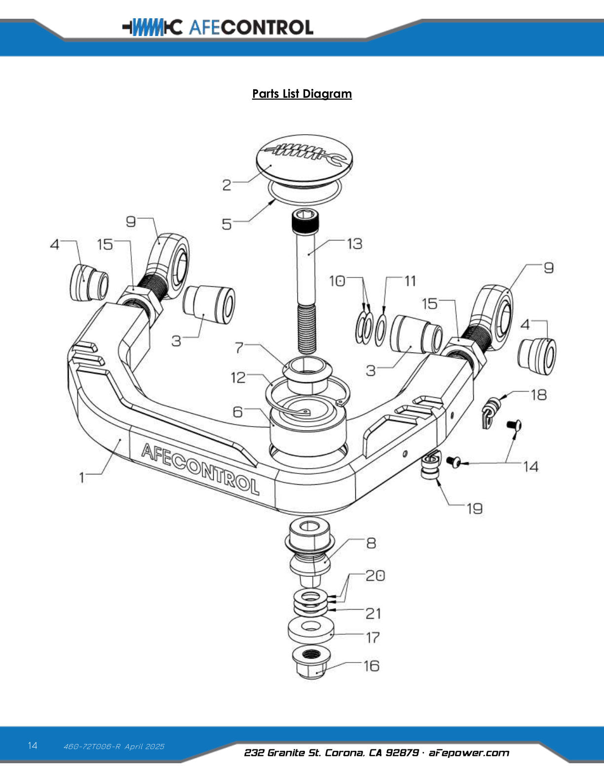 aFe Control Billet Uniball Upper Control Arm Kit | Toyota Tacoma (24-26) (460-72T006-R)
