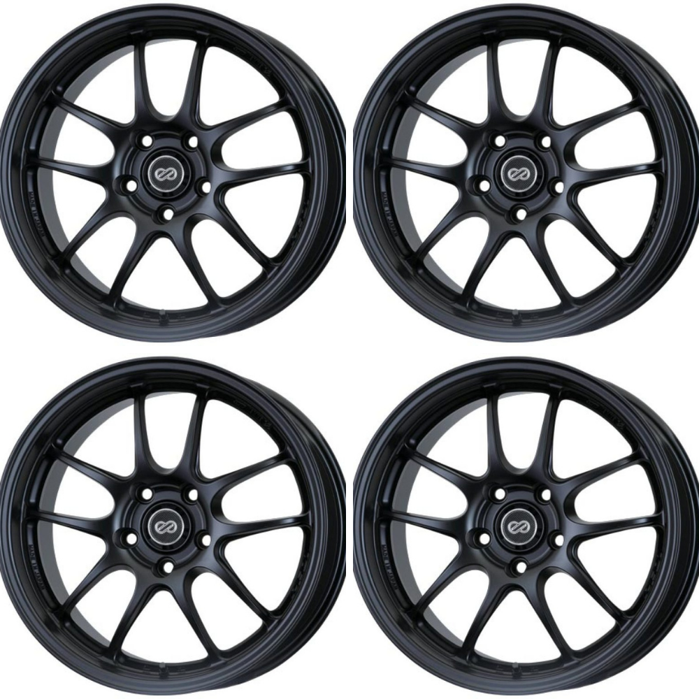 (set of 4) Enkei PF01 Matte Black | 17x7" +38mm | 4x100mm Wheel