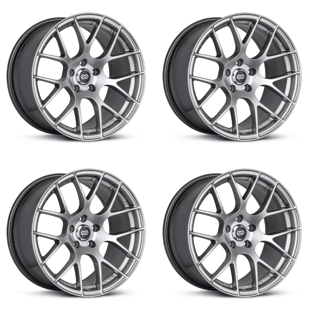 (set of 4) Enkei Raijin Hyper Silver | 18x8" +35mm | 5x112mm Wheels