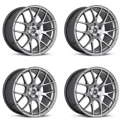 (set of 4) Enkei Raijin Hyper Silver | 18x9.5" +35mm | 5x112mm Wheels