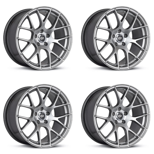 (set of 4) Enkei Raijin Hyper Silver | 18x9.5" +45mm | 5x100mm Wheels