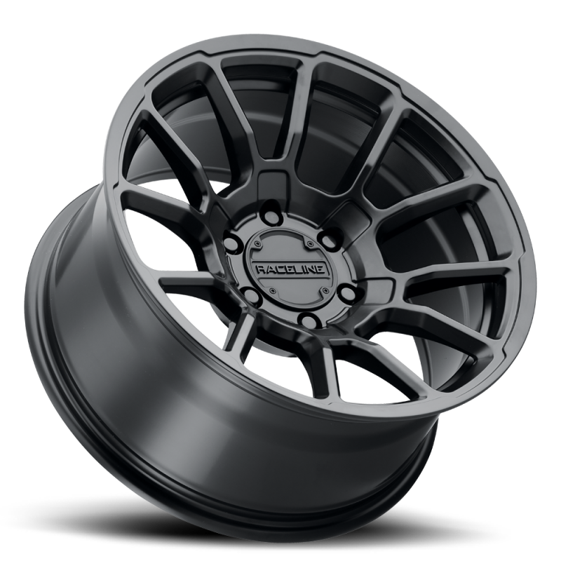 (set of 4) Raceline 950 Gauge Satin Black | 17x9" -12mm | 5x127mm Wheel