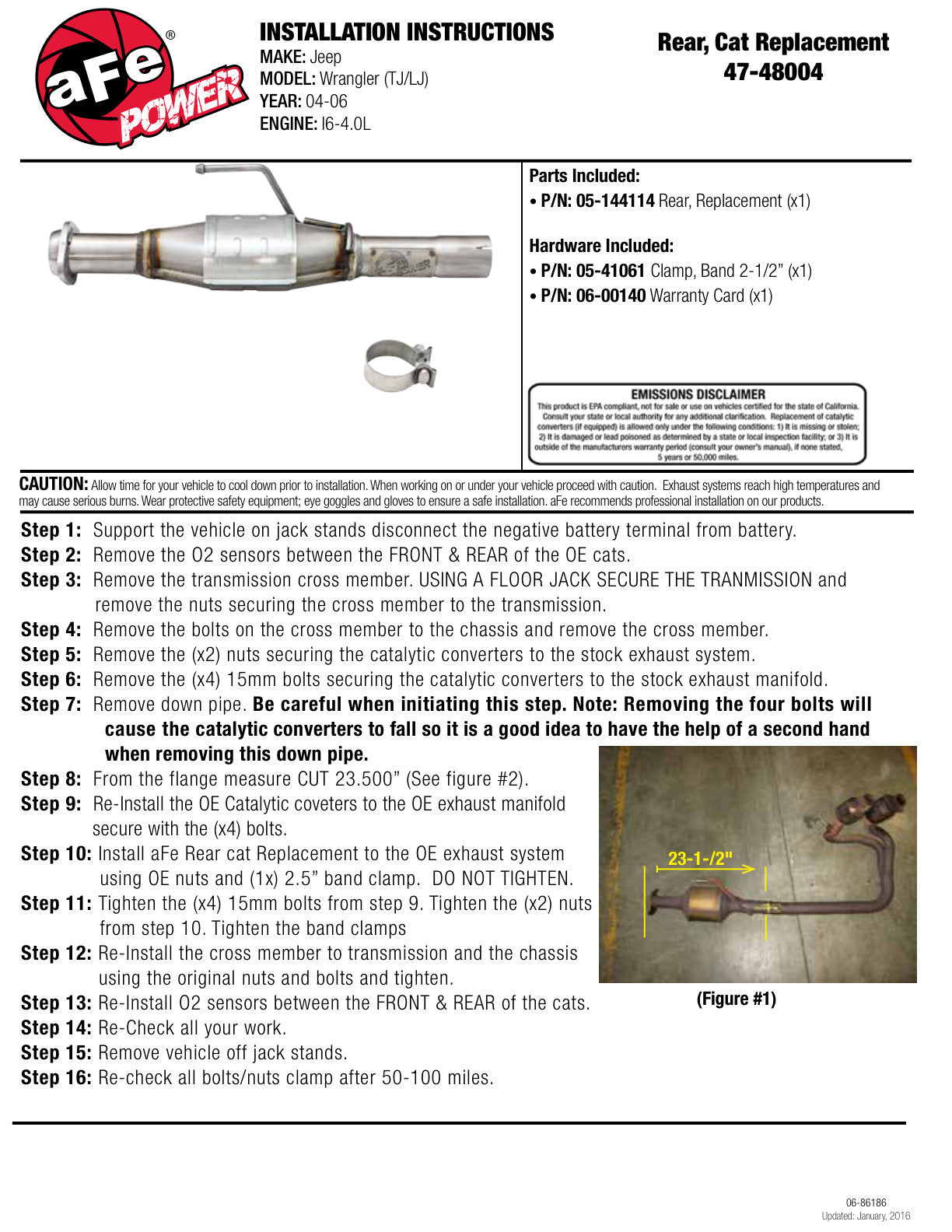 aFe 47-48004 Rear Catalytic Converter Repl for Jeep TJ/LJ 4.0L
