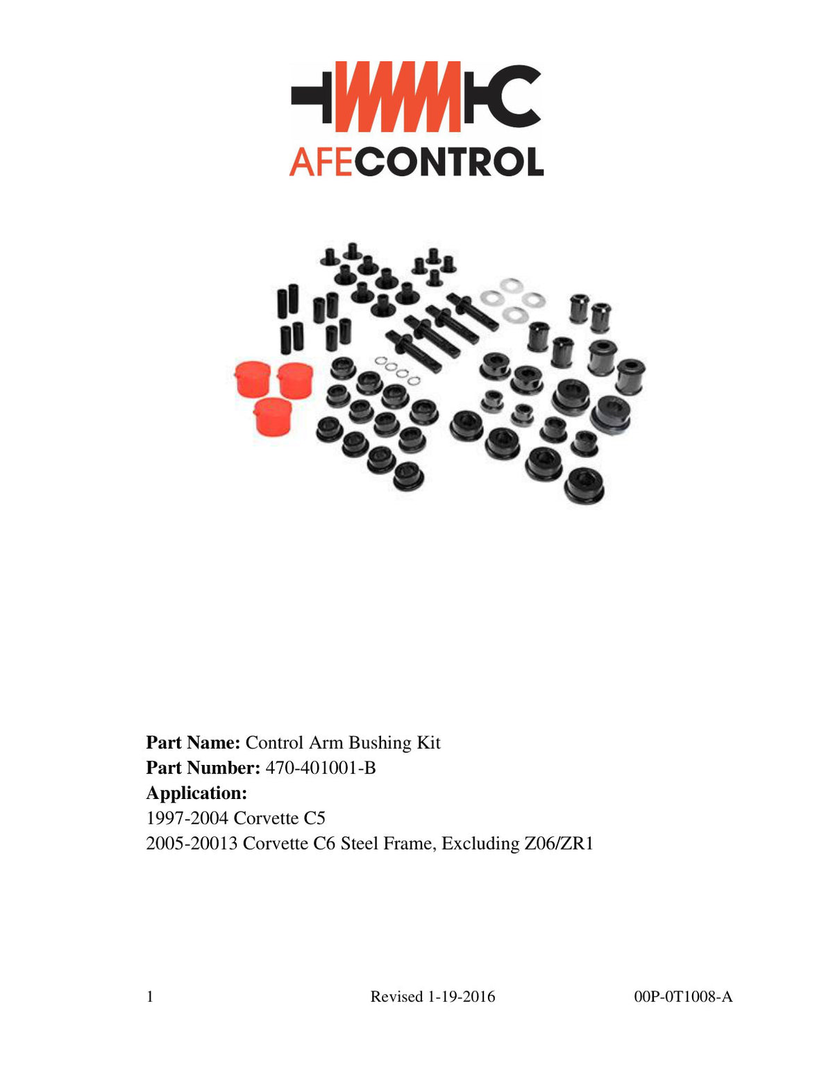 aFe Control Control Arm Bushing/Sleeve Set | Chevrolet Corvette C5/C6 (97-13) (470-401001-B)