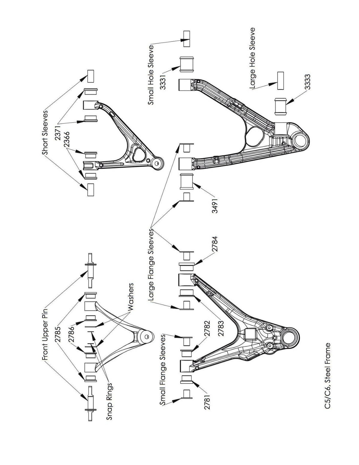 aFe Control Control Arm Bushing/Sleeve Set | Chevrolet Corvette C5/C6 (97-13) (470-401001-B)