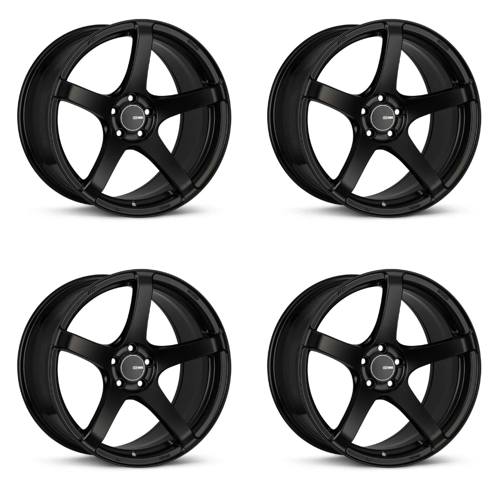 (set of 4) Enkei Kojin Matte Black | 18x8" +45mm | 5x112mm Wheels
