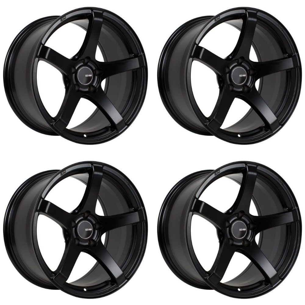 (set of 4) Enkei Kojin Matte Black | 18x8" +45mm | 5x100mm Wheel