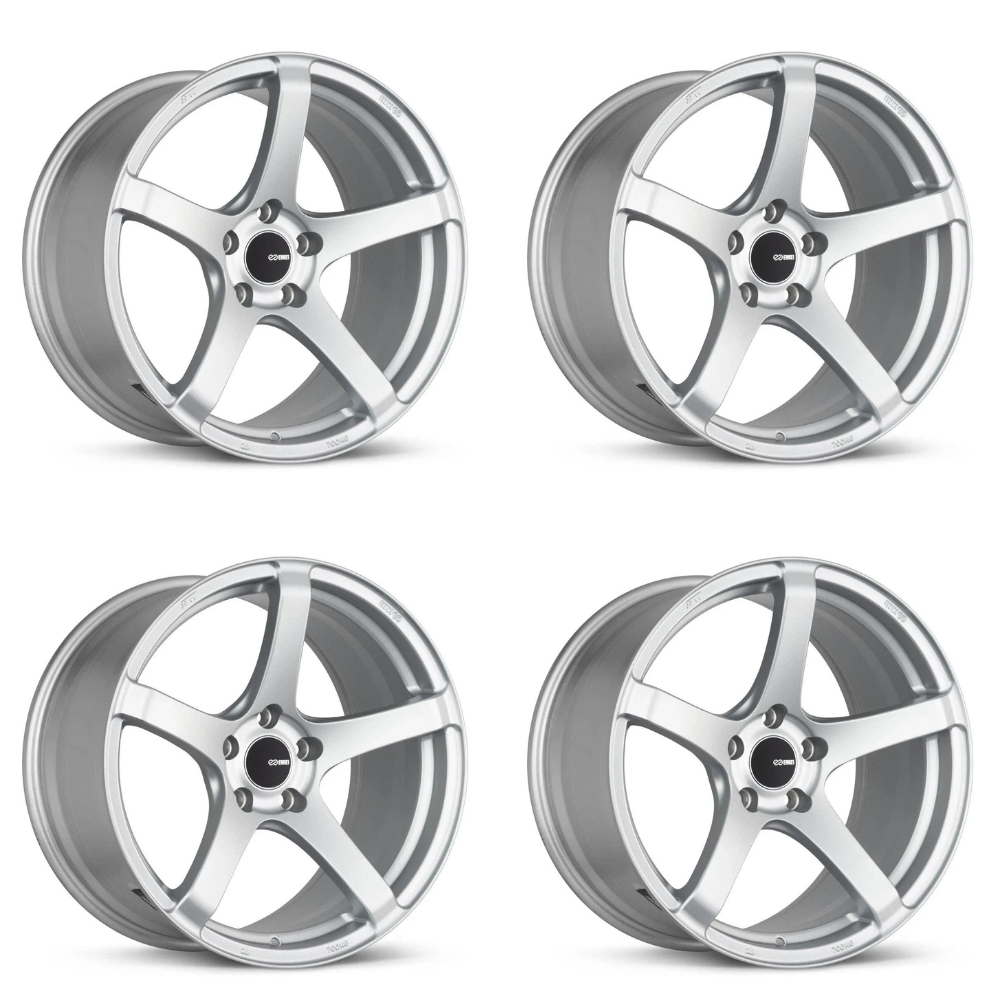 (set of 4) Enkei Kojin Matte Silver | 18x9.5" +30mm | 5x114.3mm Wheels