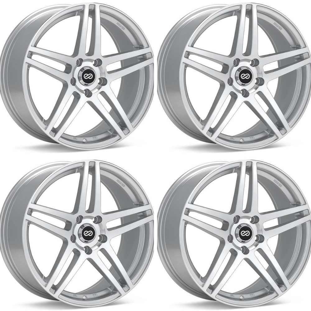 (set of 4) Enkei RSF5 Silver Machined | 16x7" +45mm | 5x100mm Wheel