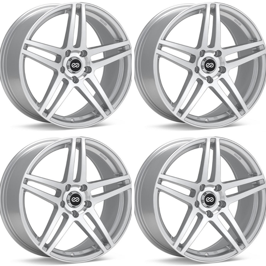 (set of 4) Enkei RSF5 Silver Machined | 16x7" +45mm | 5x100mm Wheel