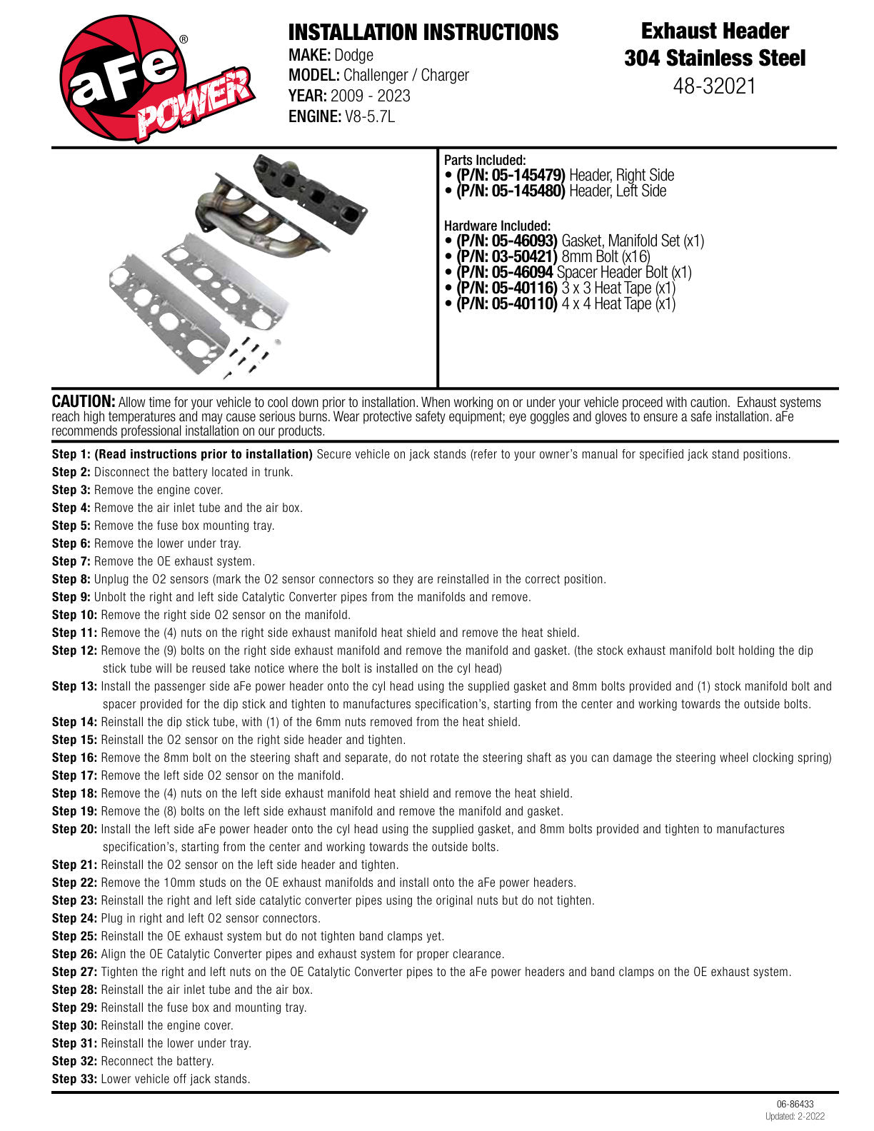 aFe Twisted Steel SS Shorty Header | Dodge Challenger/Charger V8 (04-26) (48-32021)