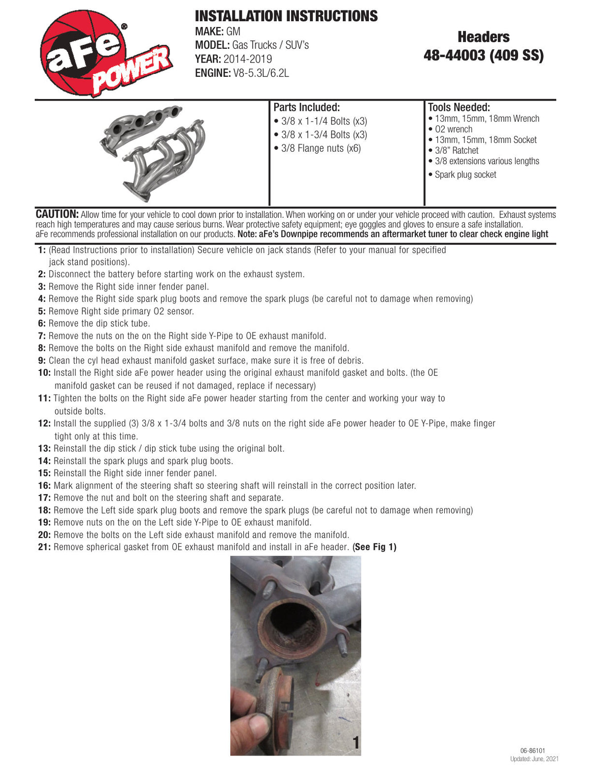 aFe Twisted Steel Headers | GM Silverado/Sierra 1500 V8 5.3/6.2L (48-44003)