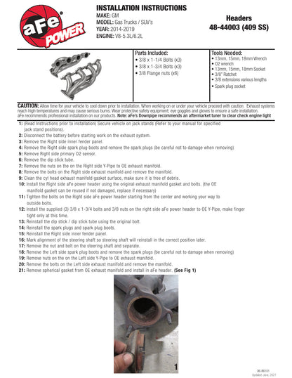 aFe Twisted Steel Headers | GM Silverado/Sierra 1500 V8 5.3/6.2L (48-44003)