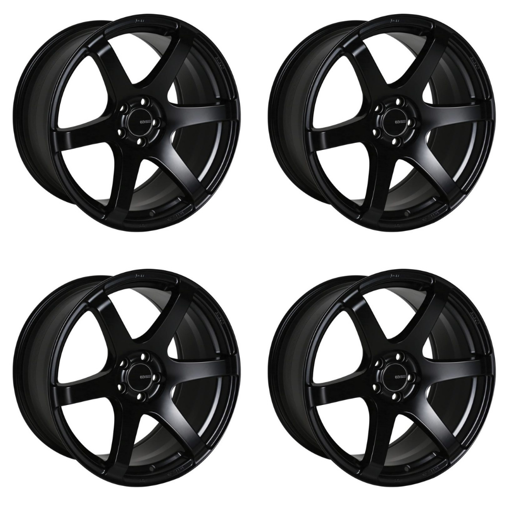 (set of 4) Enkei T6S Matte Black | 17x8" +45mm | 5x100mm Wheel