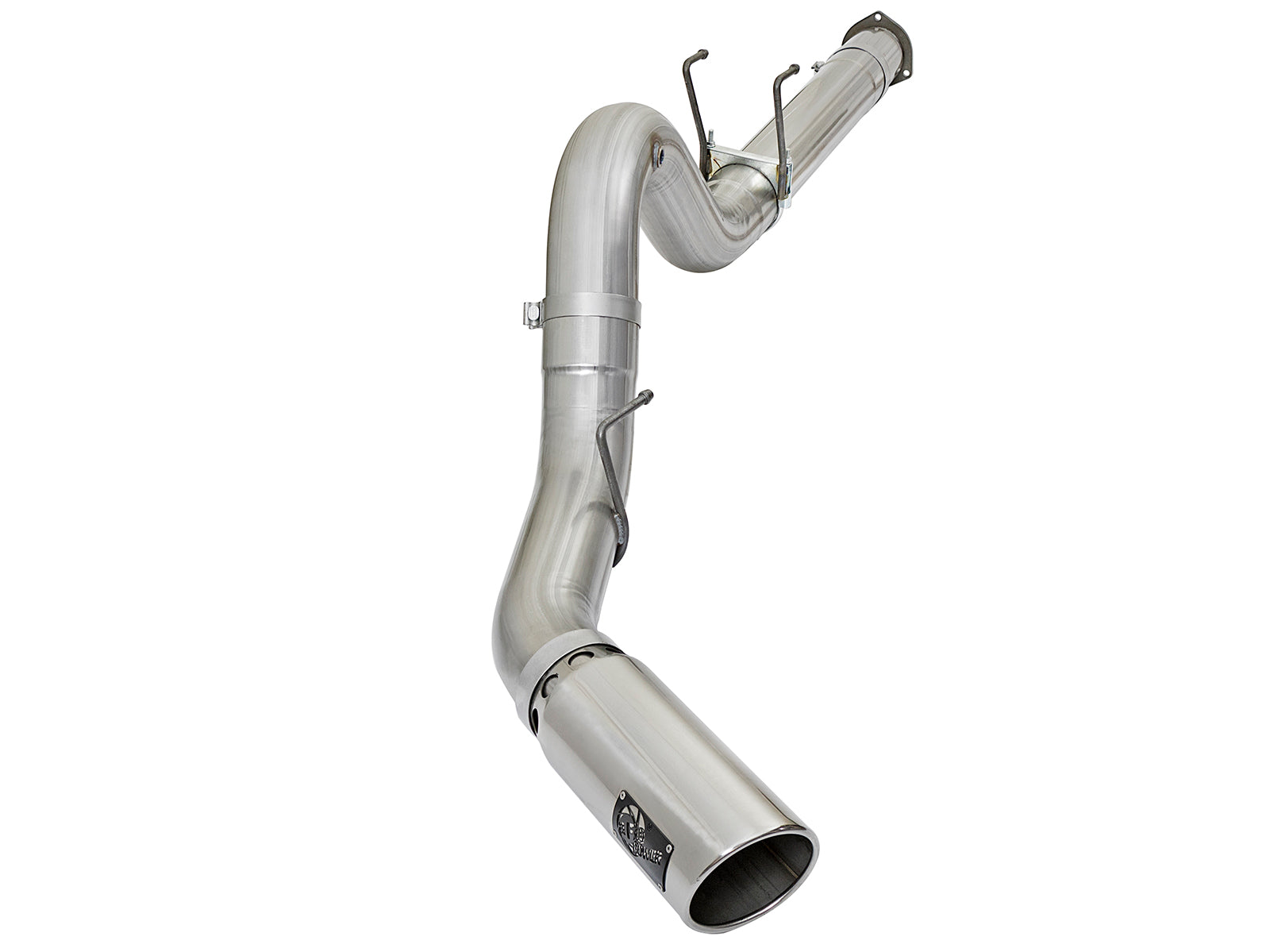aFe 5in DPF-Back Alum Steel Exhaust w/Polished Tip | Ford Diesel Trucks V8 6.7L (49-03090-P)