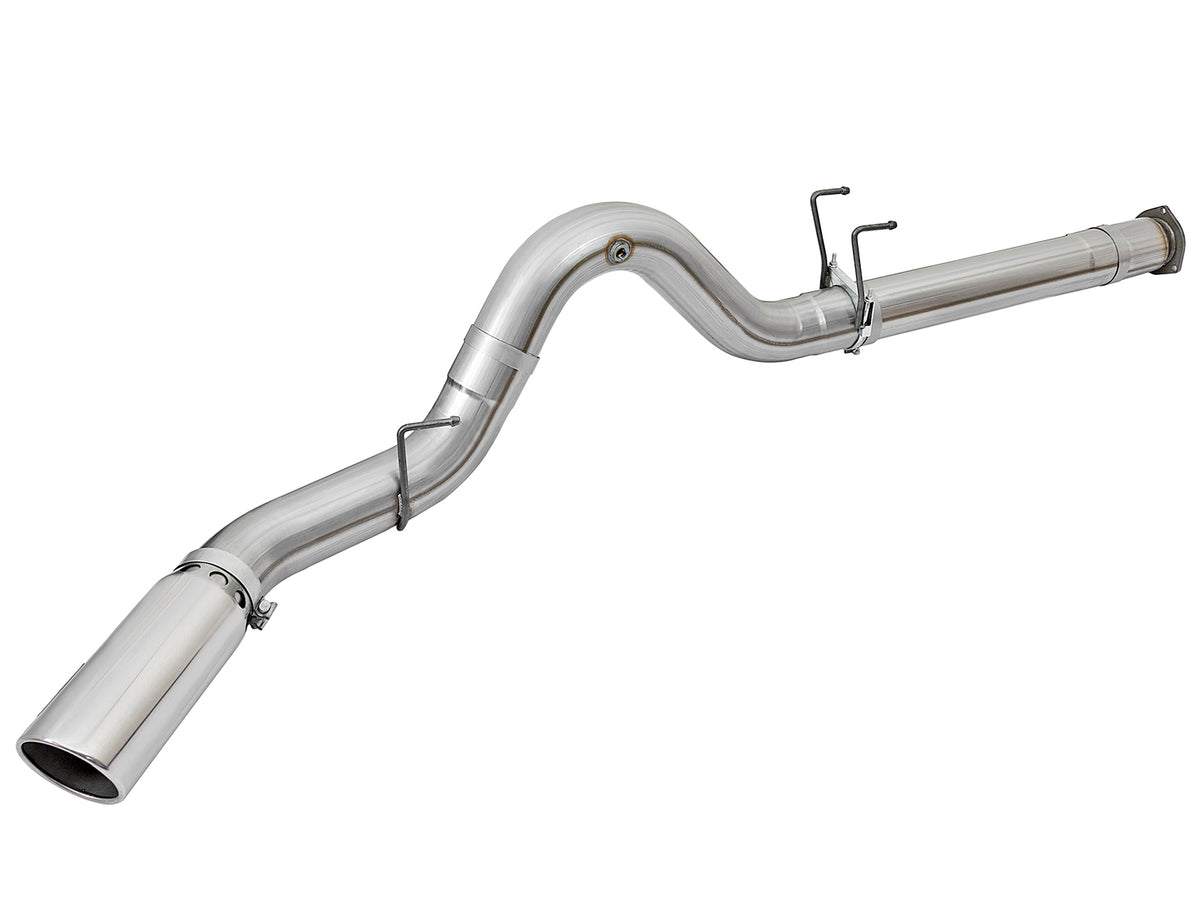 aFe 5in DPF-Back Alum Steel Exhaust w/Polished Tip | Ford Diesel Trucks V8 6.7L (49-03090-P)