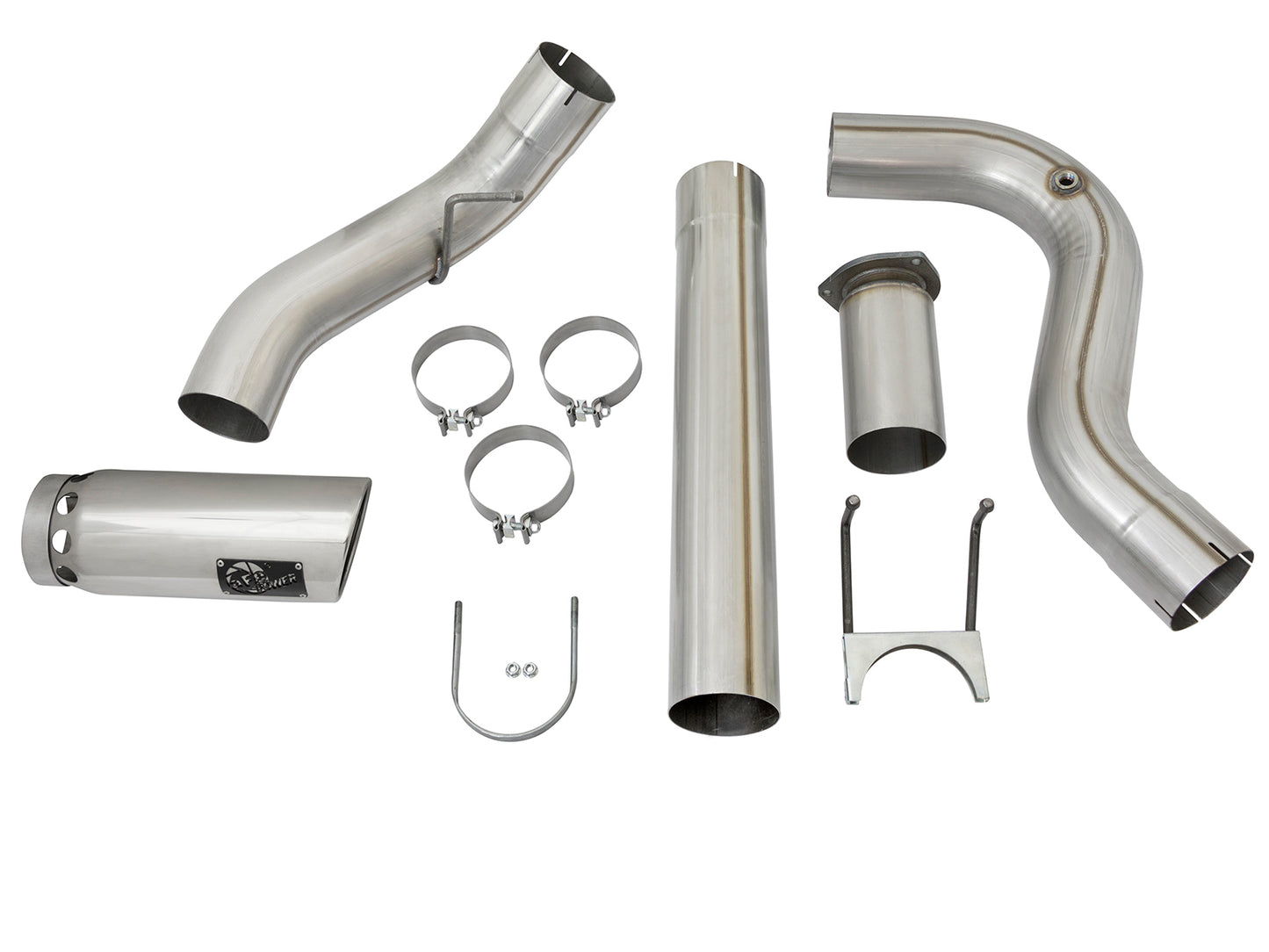 aFe 5in DPF-Back Alum Steel Exhaust w/Polished Tip | Ford Diesel Trucks V8 6.7L (49-03090-P)