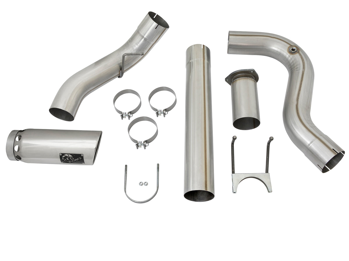 aFe 5in DPF-Back Alum Steel Exhaust w/Polished Tip | Ford Diesel Trucks V8 6.7L (49-03090-P)