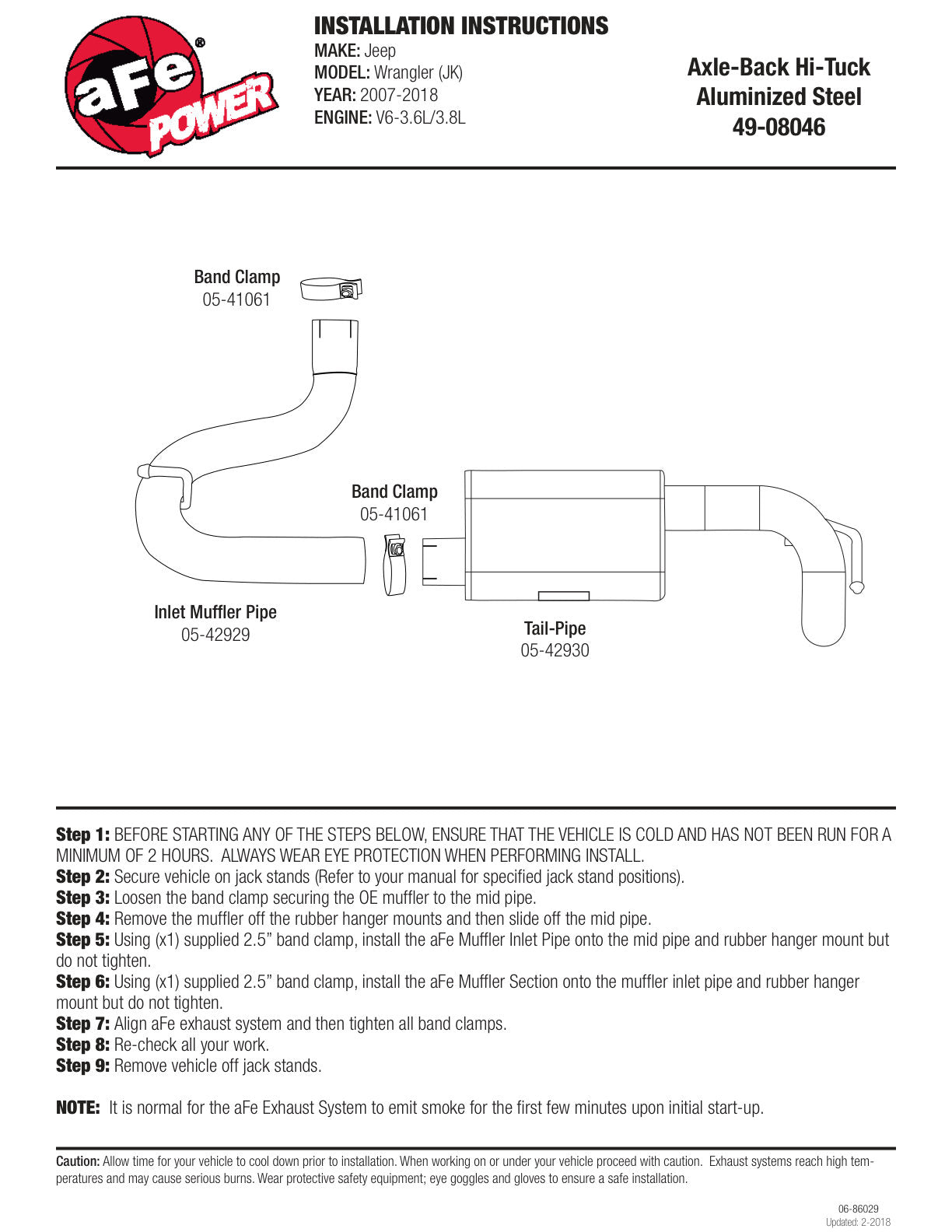 aFe 2.5in Aluminized Steel Axle-Back Hi-Tuck Exhaust | Jeep Wrangler F&R (07-17) (49-08046)