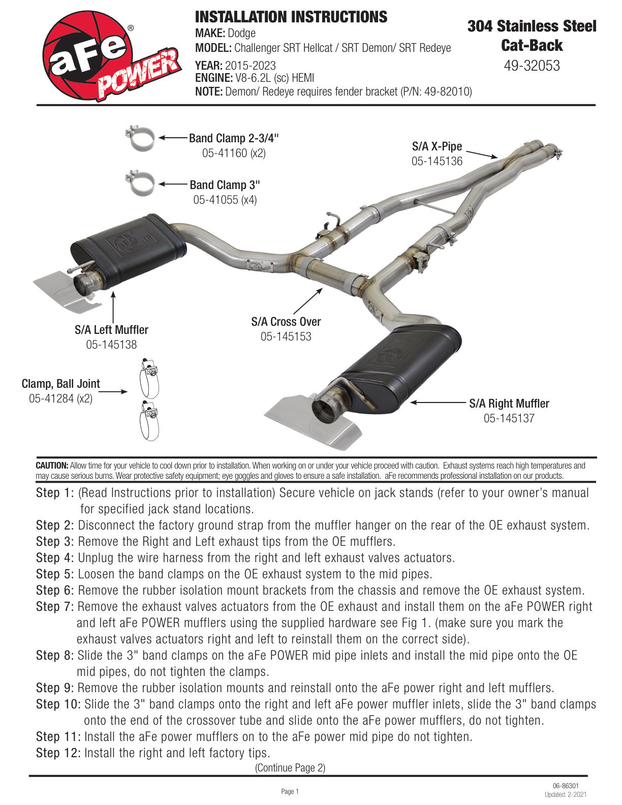 aFe MACH Force-Xp 304 SS Cat-Back Exhaust | Dodge Challenger/Charger V8-6.2L (15-17) (49-32053)