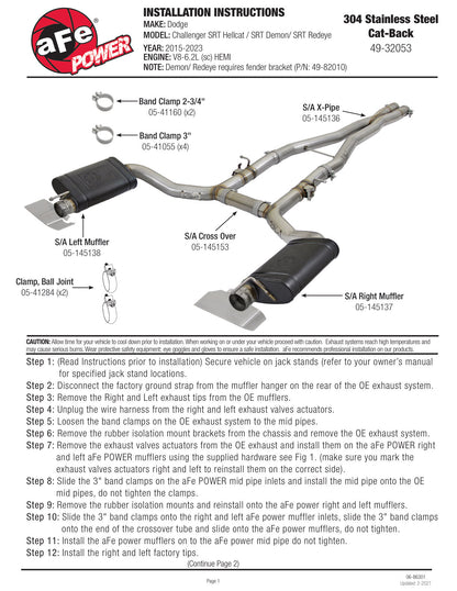 aFe MACH Force-Xp 304 SS Cat-Back Exhaust | Dodge Challenger/Charger V8-6.2L (15-17) (49-32053)